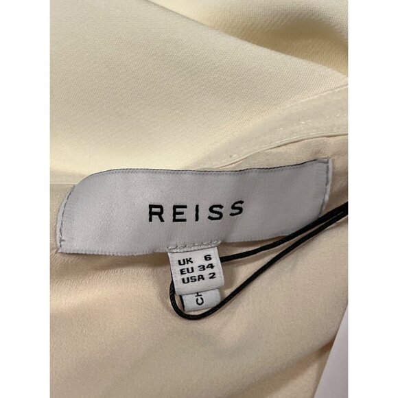 Reiss Riana-Col Block Bodycon Dress 2 White Nude One-Shoulder Sheath Women New - Picture 6 of 8